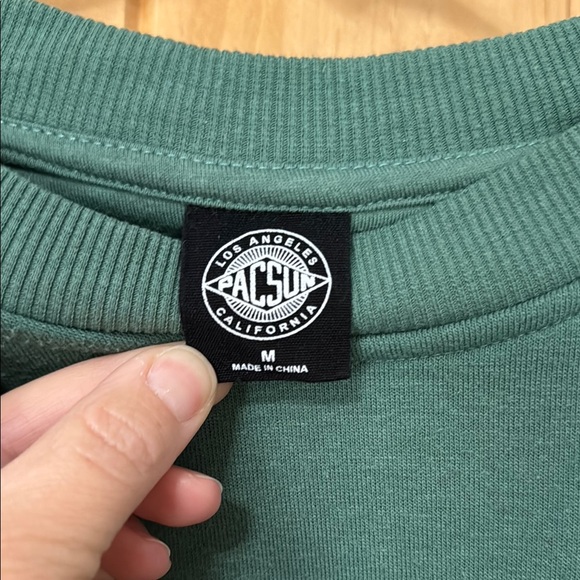 Forest Green Cropped Crew Neck Sweatshirt - Picture 2 of 6